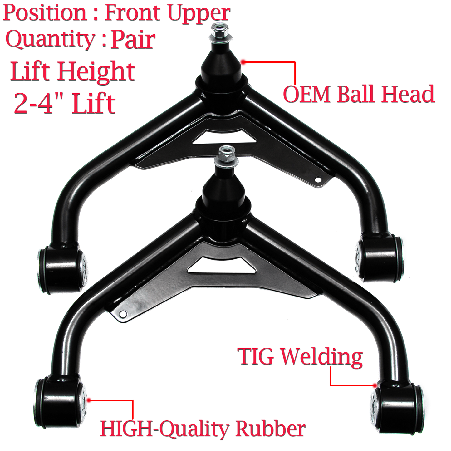 Front Upper Control Arms 2-4'' Lift Kit Fits 2001-2010 Chevy GMC 2500 HD 3500 HD